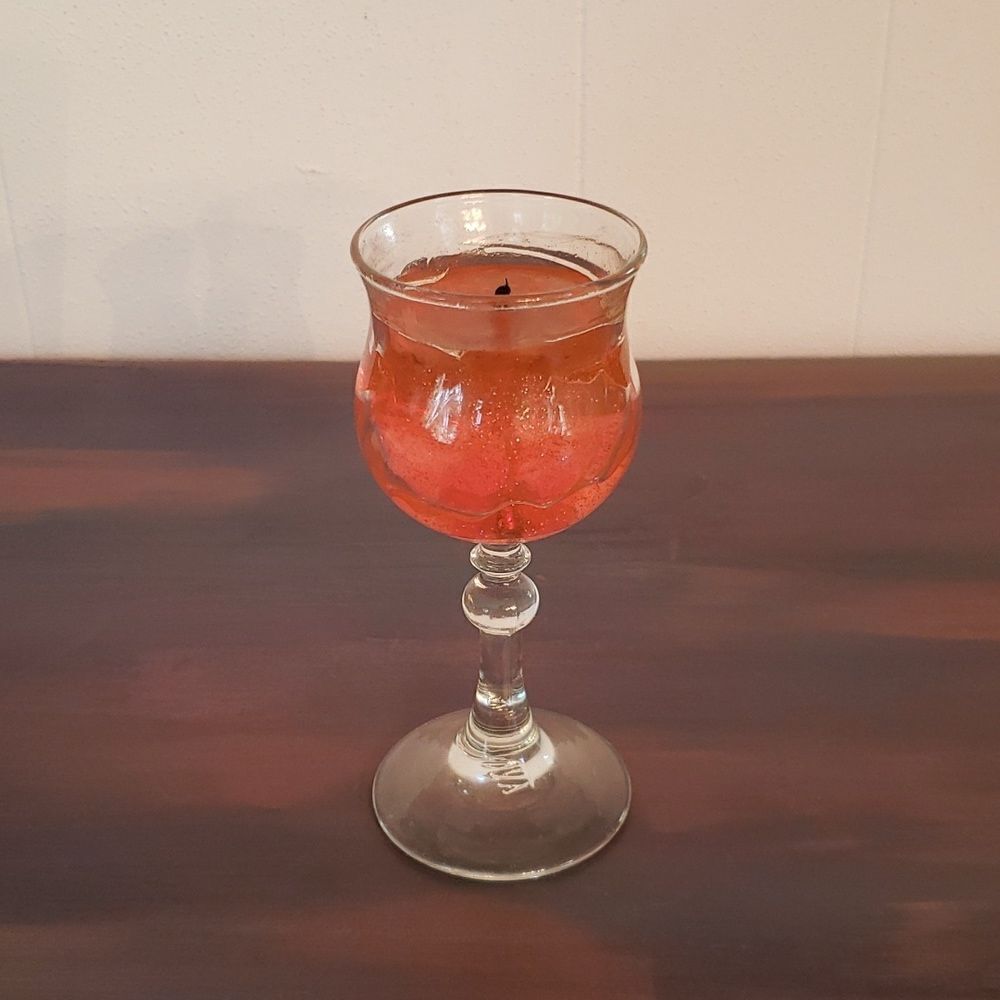 Vintage Avon SPARKLING SWIRL Red Transparent Candle & Goblet Holder